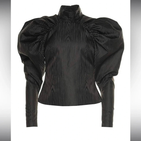 ! Rotate Birger Christensen A/S Kimi Ruched Jacquard Puff-Sleeve Top sz 0 - Picture 1 of 10